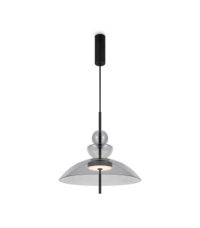 Bangkok Modern 40cm Dome Pendant Ceiling Light Black 3000K 1300lm Grey Shade-1