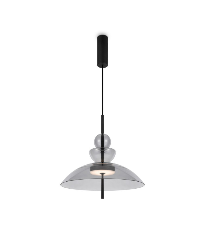 Bangkok Modern 40cm Dome Pendant Ceiling Light Black 3000K 1300lm Grey Shade-1