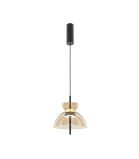 Bangkok II Modern 25cm Dome Pendant Ceiling Light Black 3000K 1300lm Cognac Shade-1