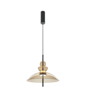Bangkok Modern 40cm Dome Pendant Ceiling Light Black 3000K 1300lm Cognac Shade-1