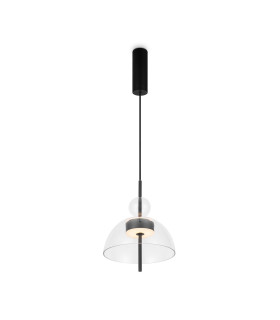 Bangkok I Modern 25cm Dome Pendant Ceiling Light Black 3000K 1300lm Glass Shade-1