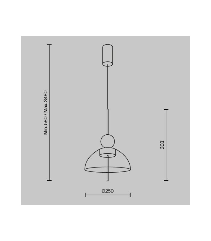 Bangkok I Modern 25cm Dome Pendant Ceiling Light Black 3000K 1300lm Glass Shade-3