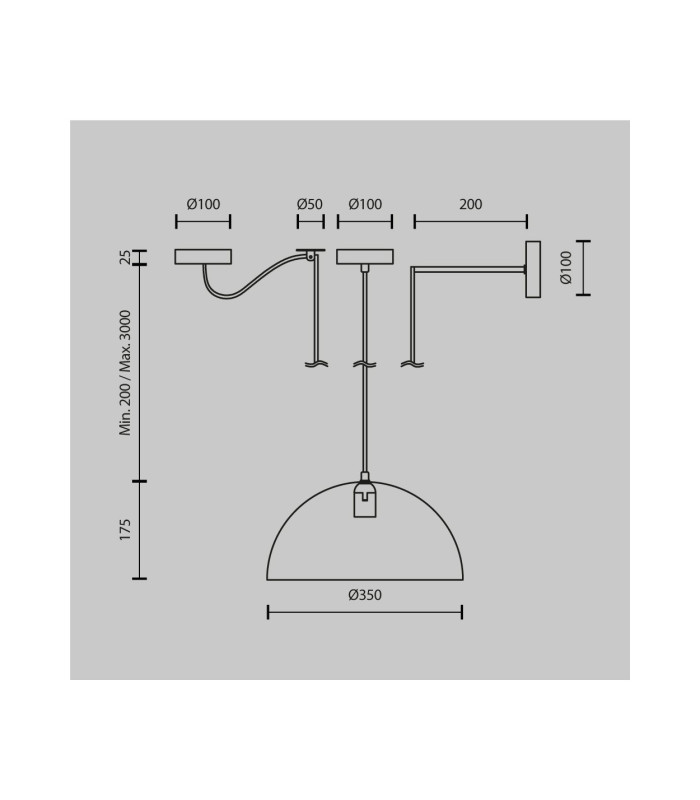 Basic Dome Modern 35cm Dome Pendant Ceiling Light Grey 1xE27-3