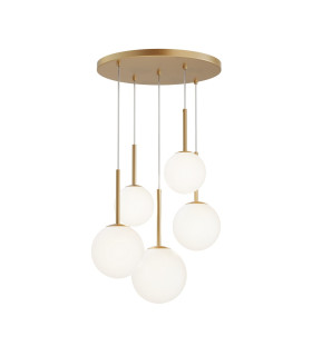 Basic Form Modern Cluster Pendant Ceiling Light Gold 5xE14 White Shade-1
