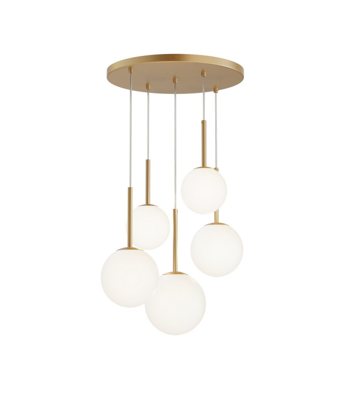 Basic Form Modern Cluster Pendant Ceiling Light Gold 5xE14 White Shade-1