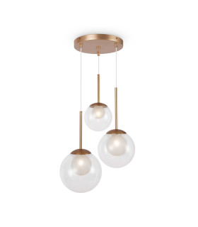 Basic Form Modern Cluster Pendant Ceiling Light Gold 3xG9 Glass Shade-1