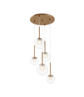 Basic Form Modern Cluster Pendant Ceiling Light Gold 5xG9 Glass Shade-1