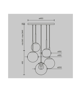Basic Form Modern Cluster Pendant Ceiling Light Gold 5xG9 Glass Shade-3