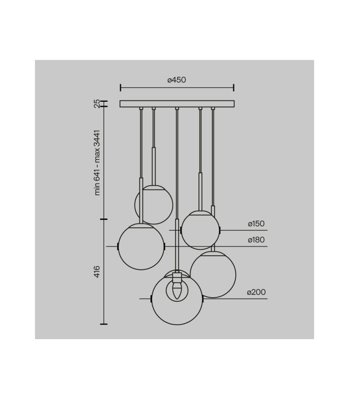 Basic Form Modern Cluster Pendant Ceiling Light Gold 5xG9 Glass Shade-3