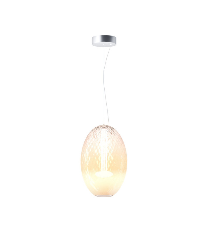 Bruma Modern Oval Globe Pendant Ceiling Light Dimmable Chrome 2700K 2500lm White Shade-1