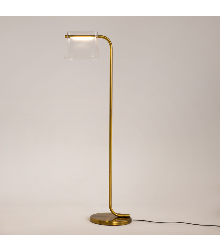 Cabaret Modern Floor Lamp Brass 3000K 850lm Glass Shade-2