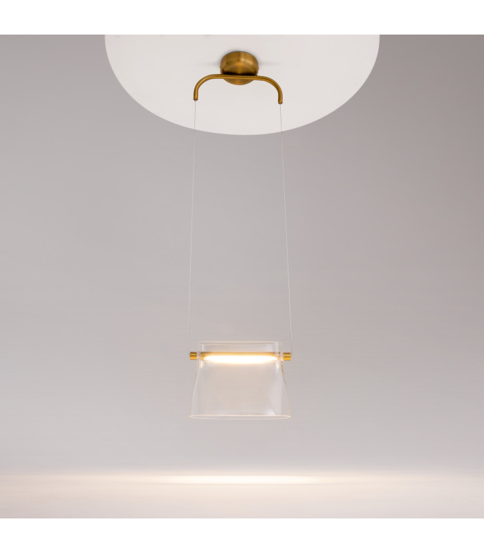 Cabaret Modern Pendant Ceiling Light Brass 3000K 850lm Glass Shade-2