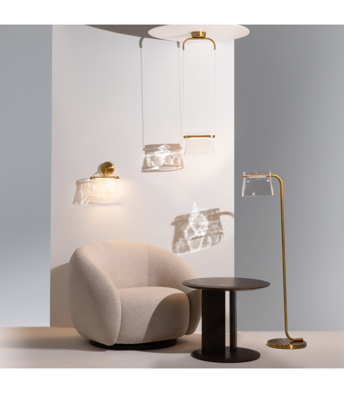 Cabaret Modern Pendant Ceiling Light Brass 3000K 850lm Glass Shade-3