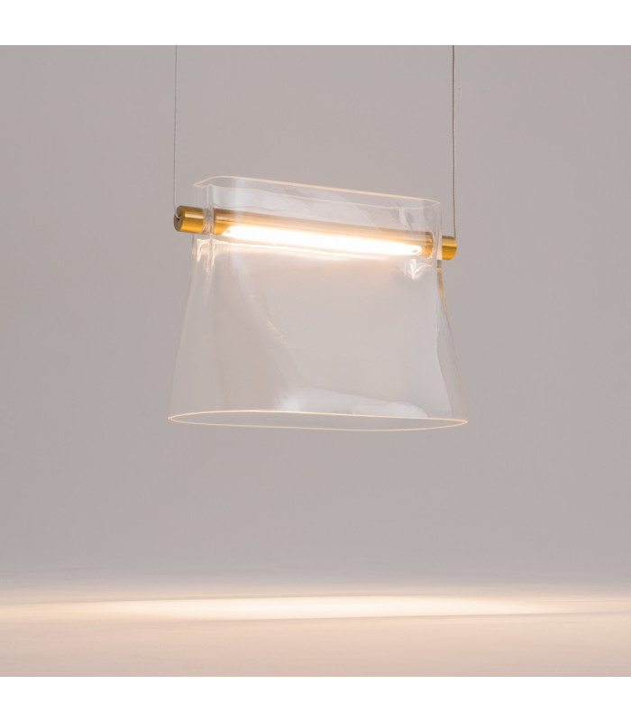 Cabaret Modern Pendant Ceiling Light Brass 3000K 850lm Glass Shade-4