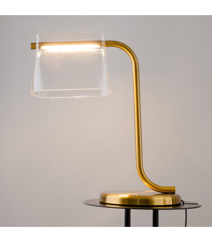Cabaret Modern Integrated LED Table Lamp Brass 3000K 850lm Glass Shade-2