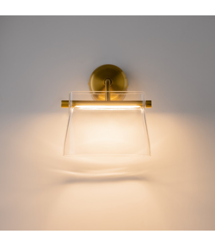 Cabaret Modern Wall Lamp Brass 3000K 850lm Glass Shade-4