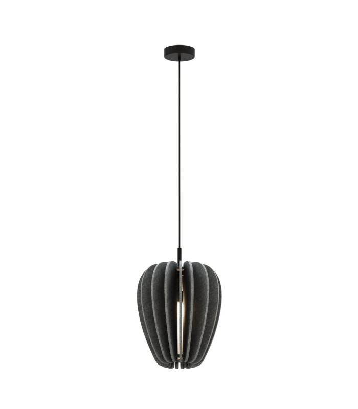 Cambio Slim Modern Pendant Ceiling Light Black 1xE27 Grey Shade-1