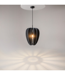 Cambio Slim Modern Pendant Ceiling Light Black 1xE27 Grey Shade-2
