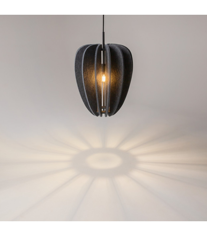 Cambio Slim Modern Pendant Ceiling Light Black 1xE27 Grey Shade-5