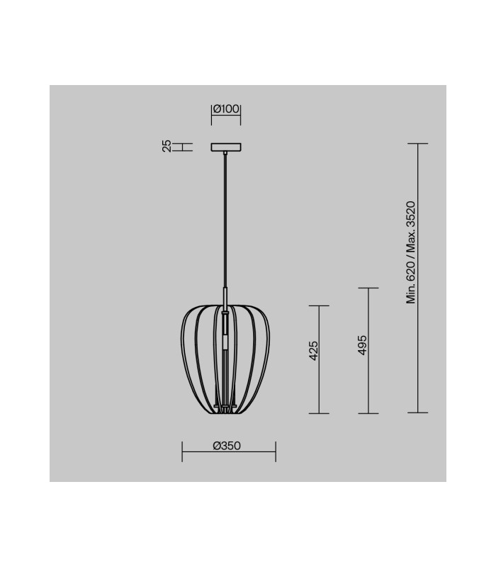 Cambio Slim Modern Pendant Ceiling Light Black 1xE27 Grey Shade-6
