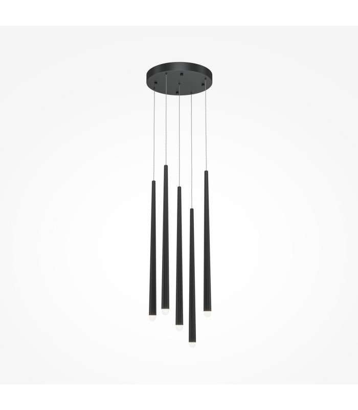 Cascade Modern Cluster Pendant Ceiling Light Black 4000K 1650lm 5xLED White Shade-1