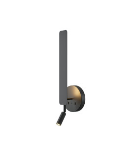 Combo Modern Bedside Reading Wall Light Black 550lm White Shade-1