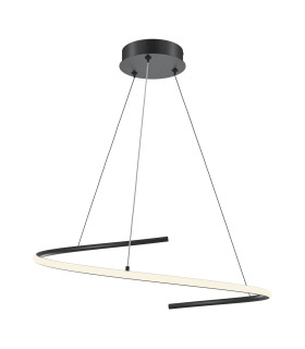 Curve Modern Pendant Ceiling Light Black 1600lm White Shade-1