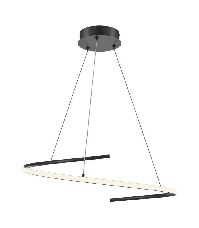 Curve Modern Pendant Ceiling Light Black 1600lm White Shade-1