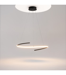 Curve Modern Pendant Ceiling Light Black 1600lm White Shade-2