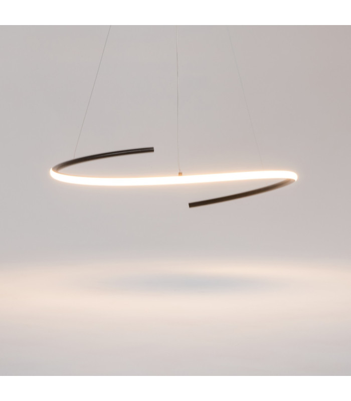 Curve Modern Pendant Ceiling Light Black 1600lm White Shade-4