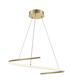 Curve Modern Pendant Ceiling Light Brass 2100lm White Shade-1