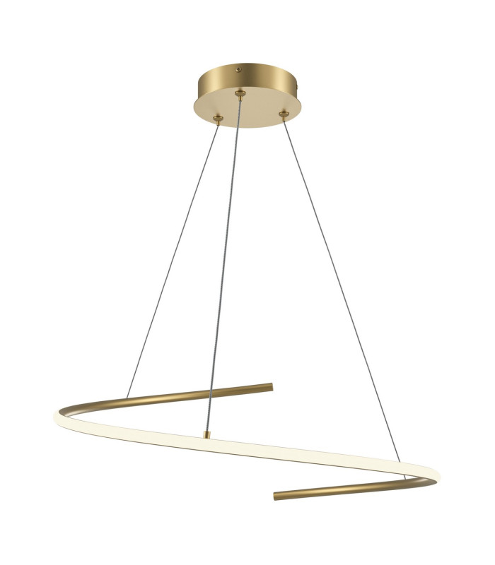 Curve Modern Pendant Ceiling Light Brass 2100lm White Shade-1