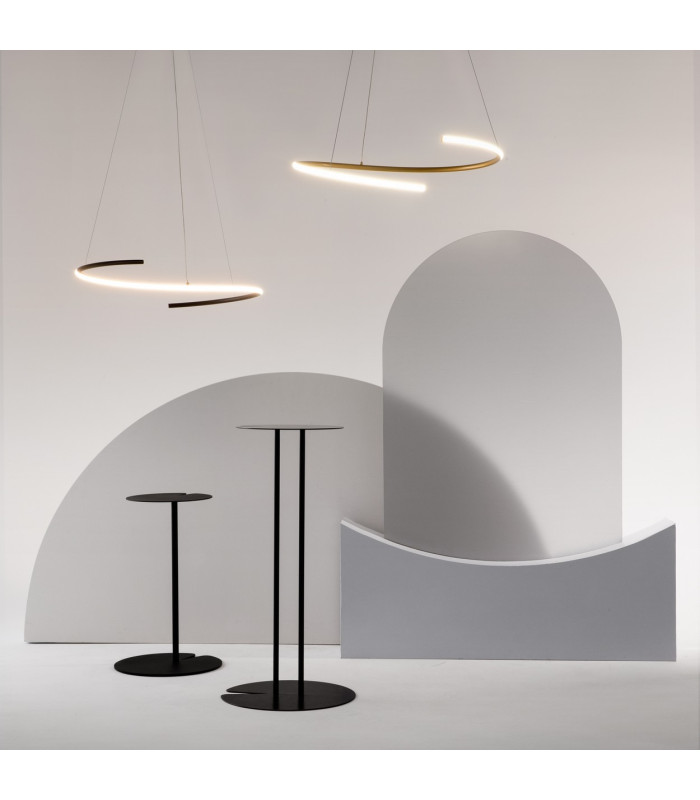 Curve Modern Pendant Ceiling Light Brass 2100lm White Shade-3