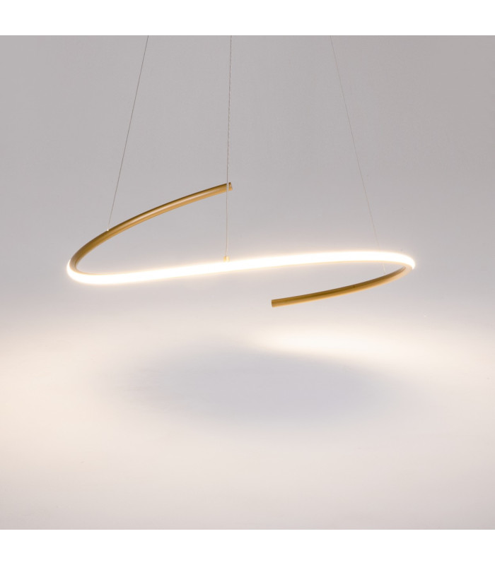 Curve Modern Pendant Ceiling Light Brass 2100lm White Shade-4