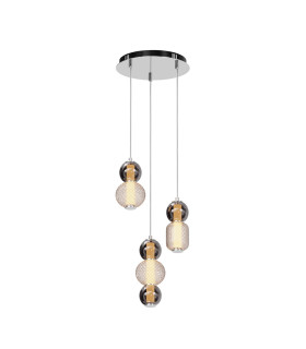 Drop Modern 3 Cluster Pendant Ceiling Light Chrome 3000K 4000lm Colorful Shade-1