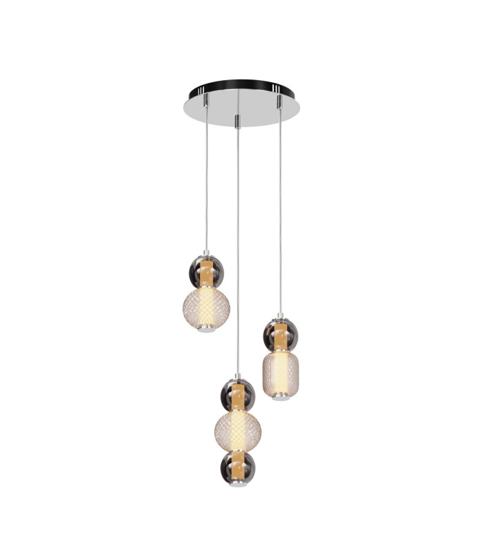 Drop Modern 3 Cluster Pendant Ceiling Light Chrome 3000K 4000lm Colorful Shade-1