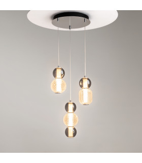 Drop Modern 3 Cluster Pendant Ceiling Light Chrome 3000K 4000lm Colorful Shade-2