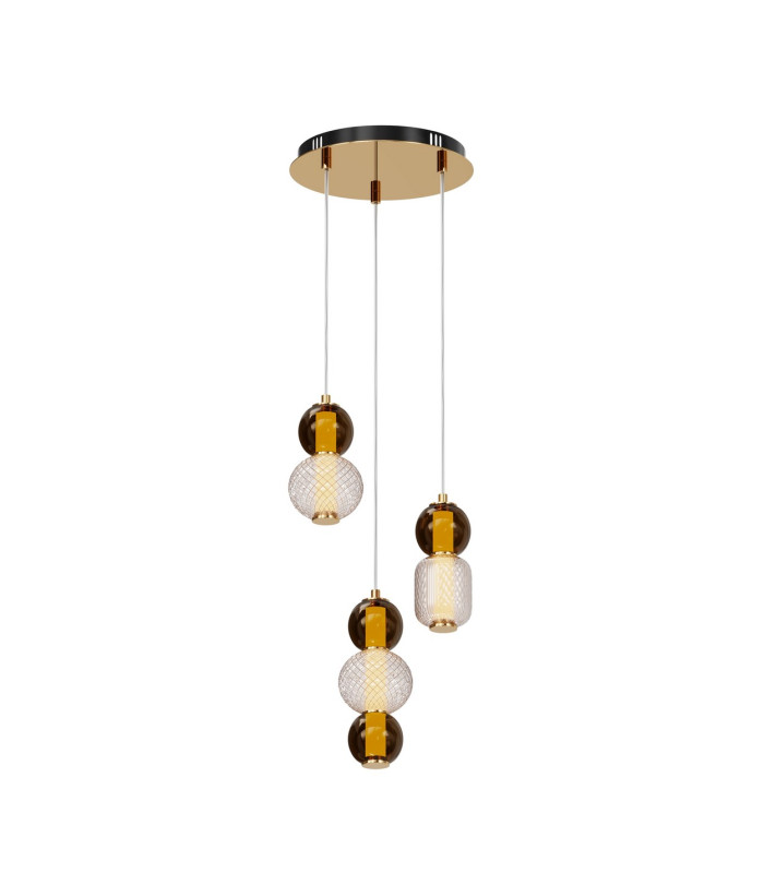 Drop Modern 3 Cluster Pendant Ceiling Light Gold 3000K 4000lm Colorful Shade-1