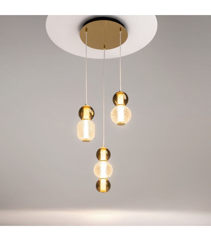 Drop Modern 3 Cluster Pendant Ceiling Light Gold 3000K 4000lm Colorful Shade-2