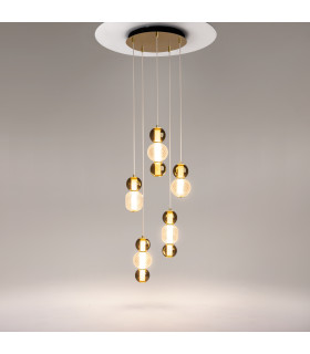 Drop Modern 5 Cluster Pendant Ceiling Light Gold 3000K 9300lm Colorful Shade-2