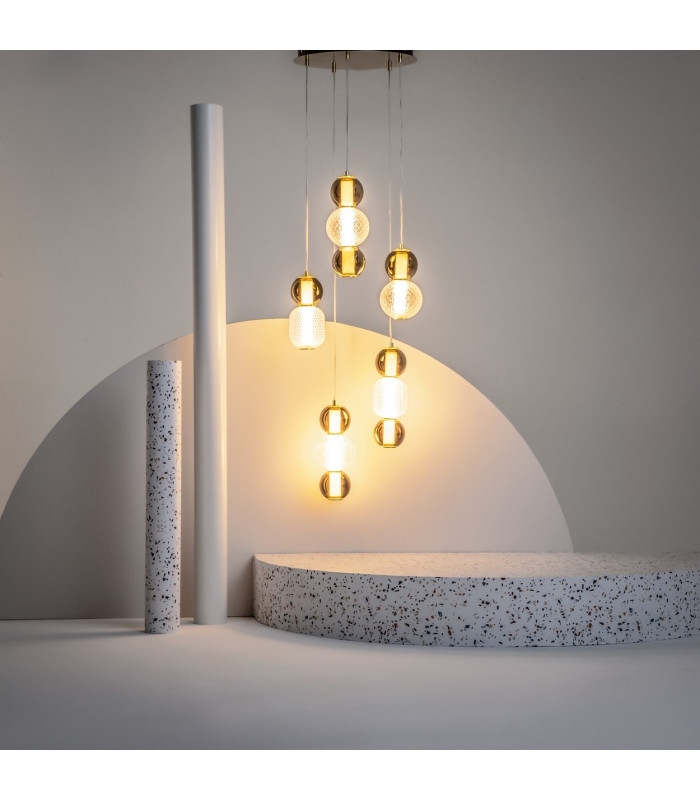 Drop Modern 5 Cluster Pendant Ceiling Light Gold 3000K 9300lm Colorful Shade-3