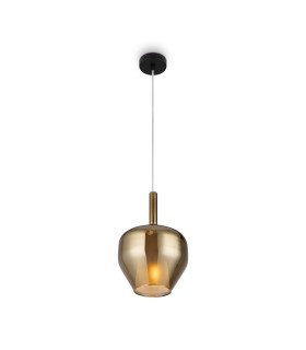 Duality Modern 20cm Dome Pendant Ceiling Light Black 1xE27 Gold Shade-1