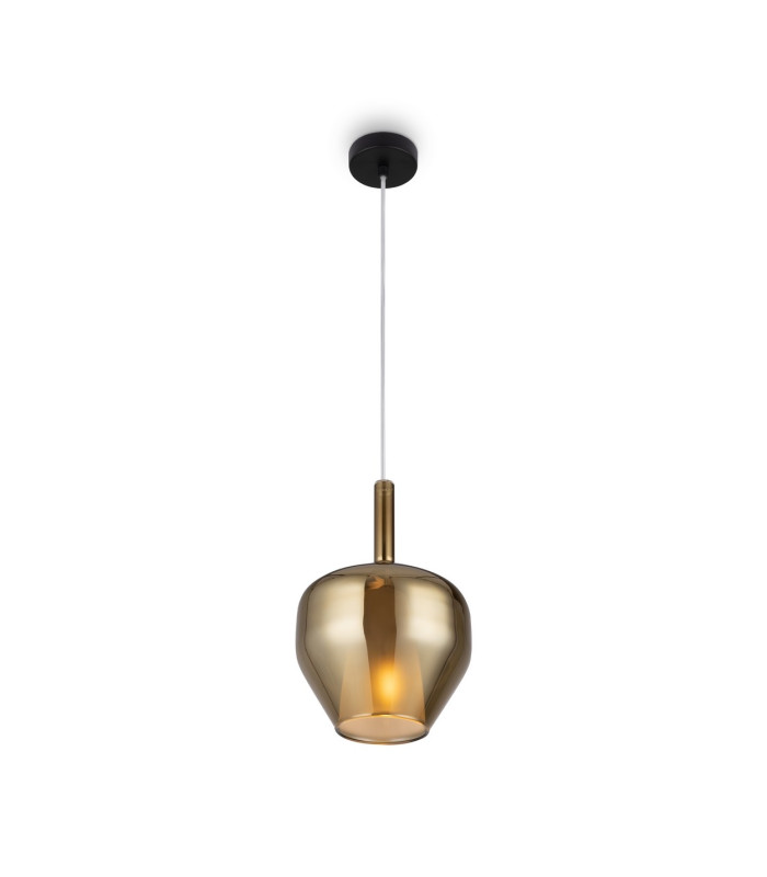Duality Modern 20cm Dome Pendant Ceiling Light Black 1xE27 Gold Shade-1