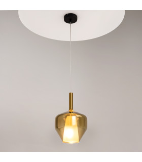 Duality Modern 20cm Dome Pendant Ceiling Light Black 1xE27 Gold Shade-2