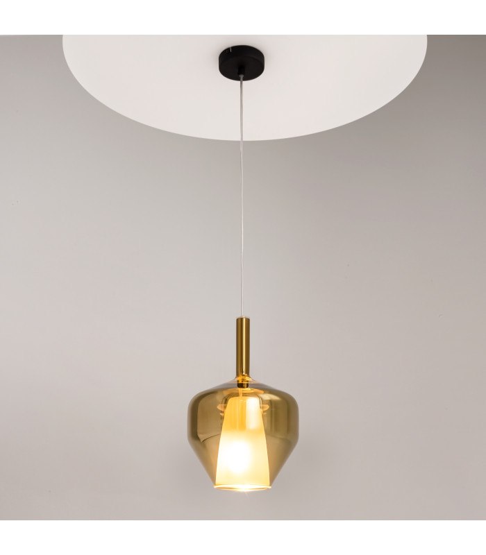 Duality Modern 20cm Dome Pendant Ceiling Light Black 1xE27 Gold Shade-2