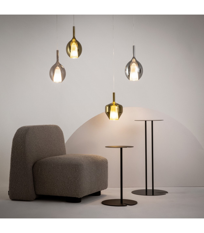 Duality Modern 20cm Dome Pendant Ceiling Light Black 1xE27 Gold Shade-3