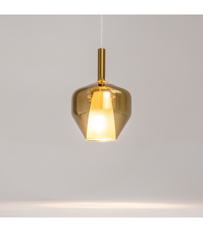 Duality Modern 20cm Dome Pendant Ceiling Light Black 1xE27 Gold Shade-4