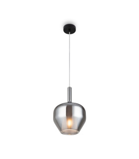 Duality Modern 20cm Dome Pendant Ceiling Light Black 1xE27 Smoky Shade-1