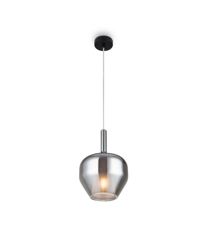 Duality Modern 20cm Dome Pendant Ceiling Light Black 1xE27 Smoky Shade-1