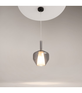 Duality Modern 20cm Dome Pendant Ceiling Light Black 1xE27 Smoky Shade-2